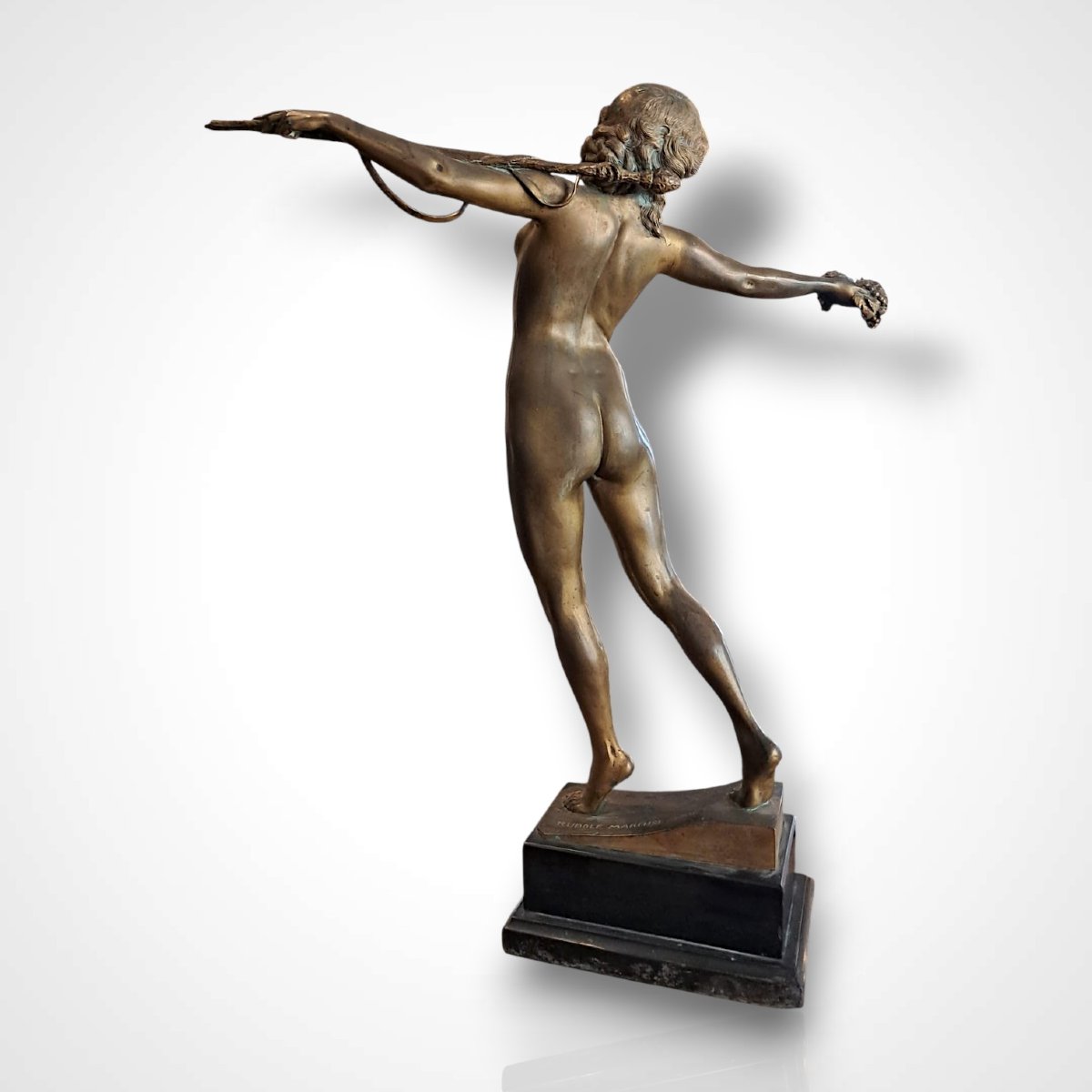 Rudolf Marcuse, bacchante, bronze, début XXe-photo-3