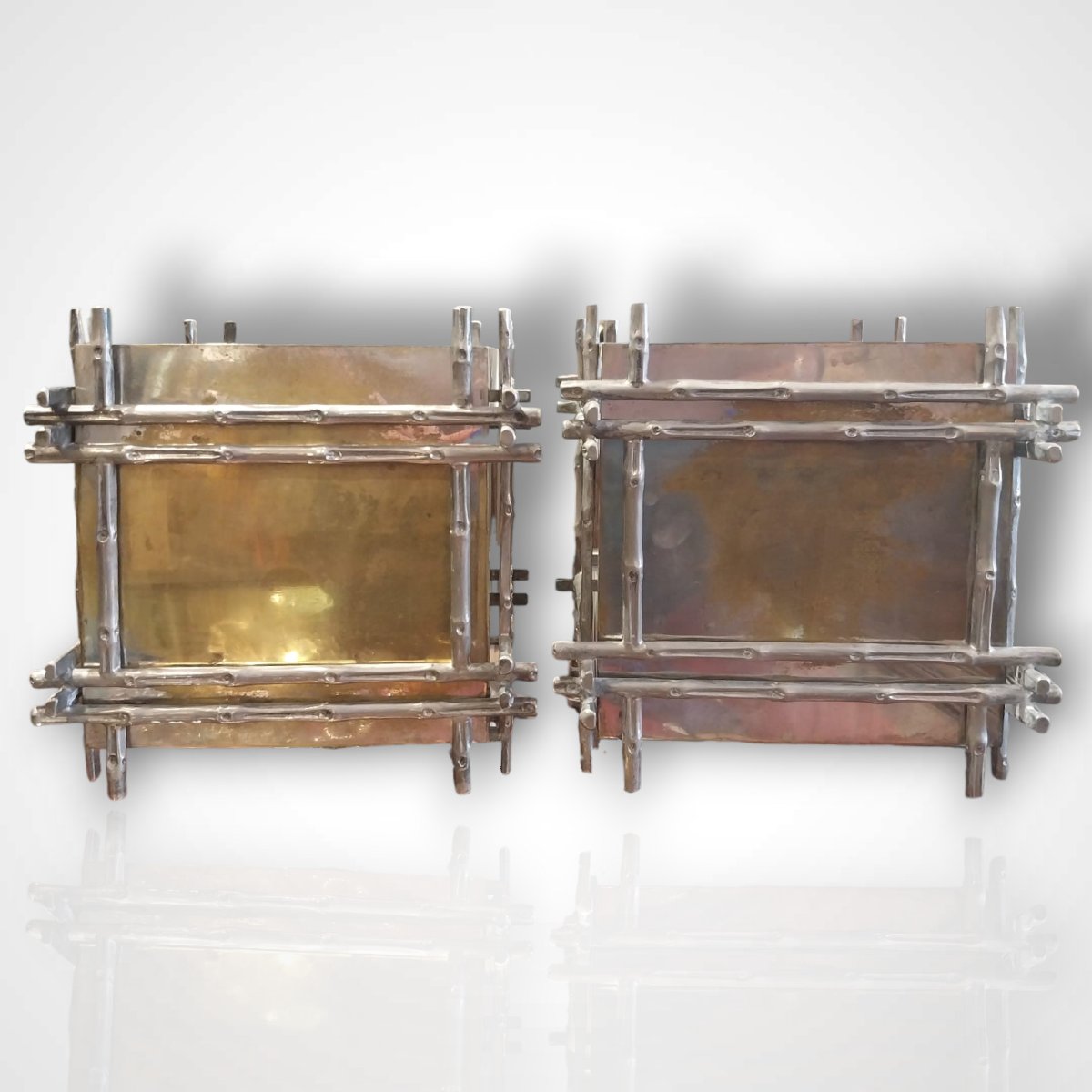 Pair Of Silver-plated Metal Planters, Circa 1960–1970-photo-2