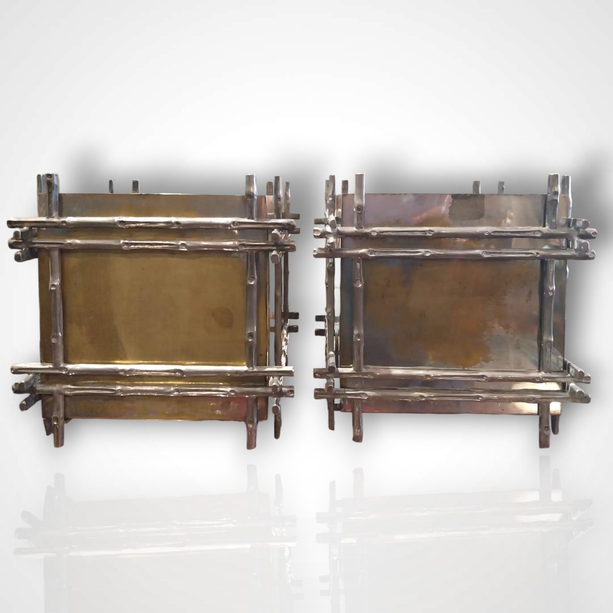 Pair Of Silver-plated Metal Planters, Circa 1960–1970-photo-4
