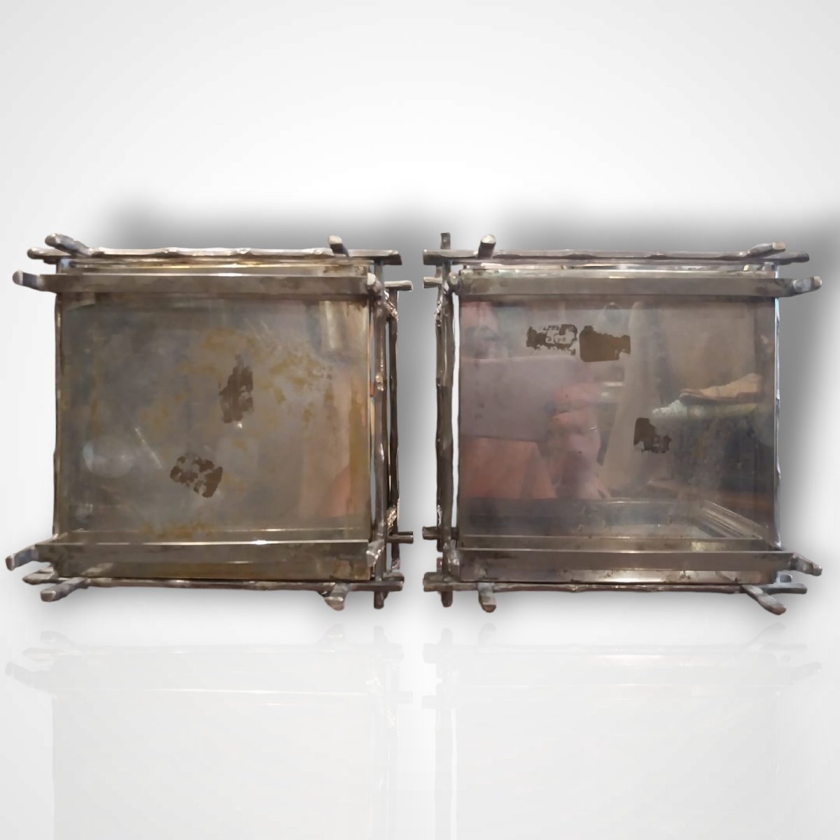 Pair Of Silver-plated Metal Planters, Circa 1960–1970-photo-2