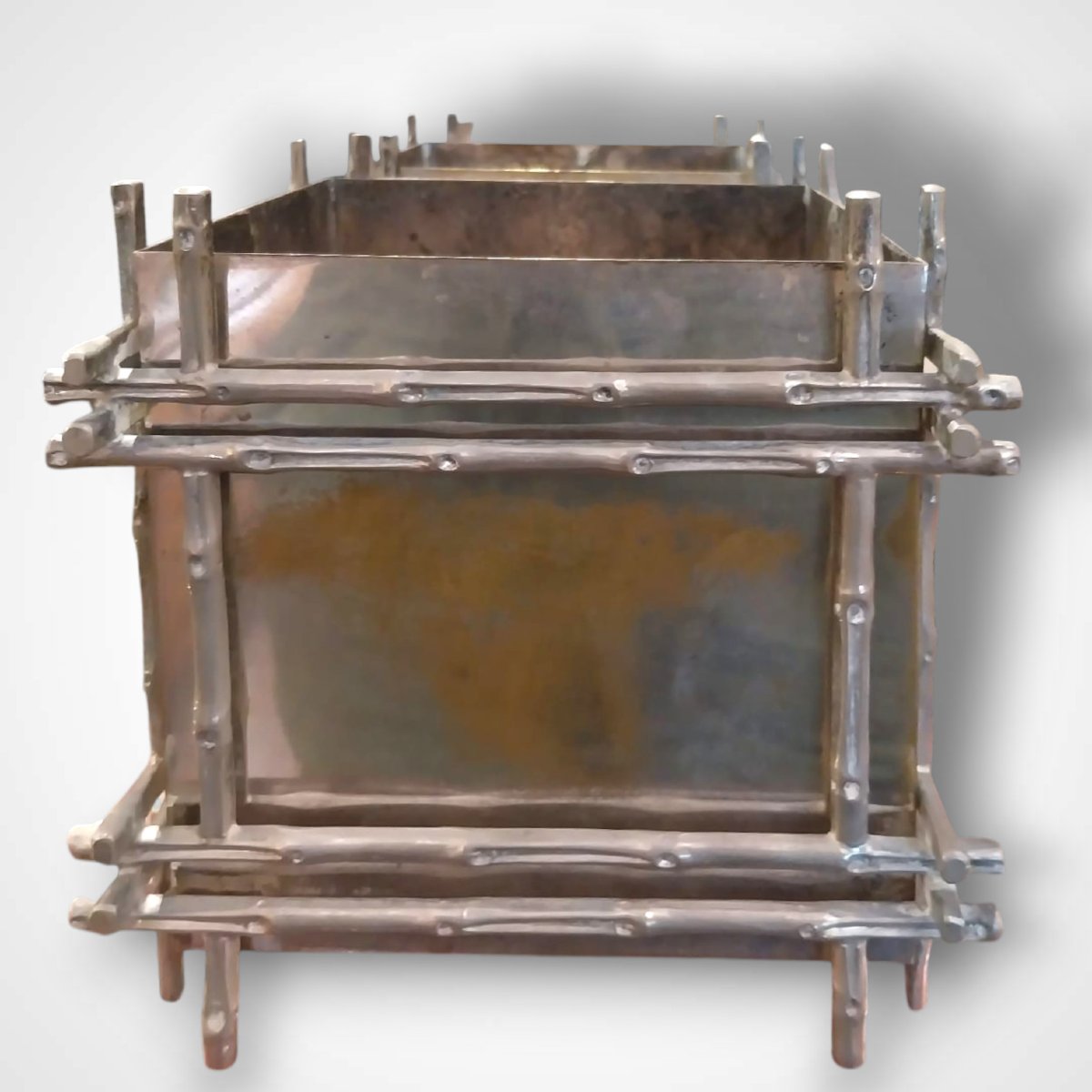 Pair Of Silver-plated Metal Planters, Circa 1960–1970-photo-3