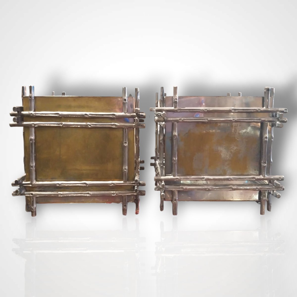 Pair Of Silver-plated Metal Planters, Circa 1960–1970