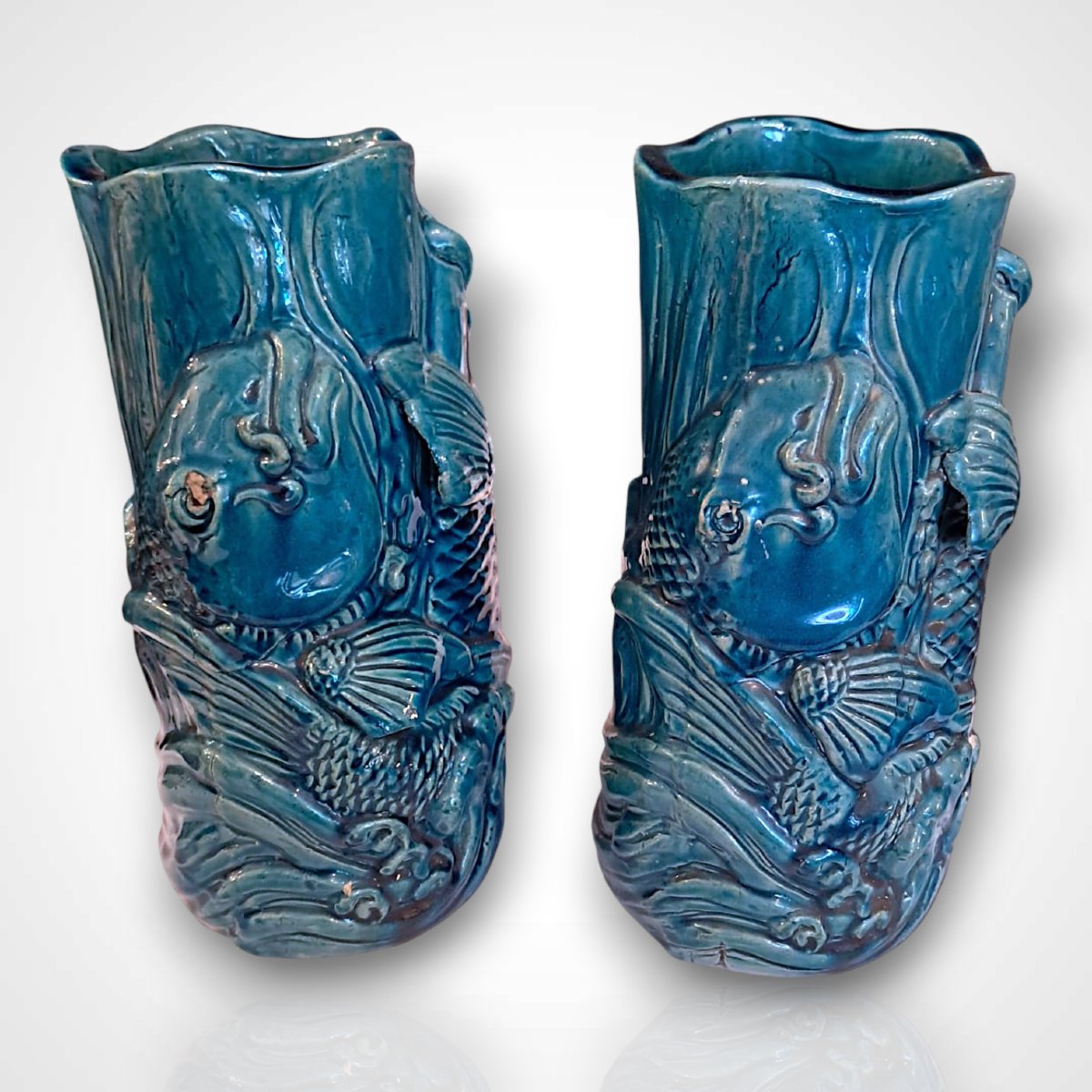 Pair Of Ceramic Vases, China Or Japan, Late 19th Century -photo-3