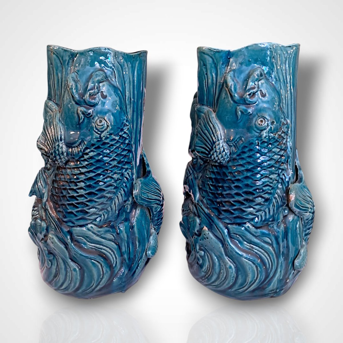 Pair Of Ceramic Vases, China Or Japan, Late 19th Century 