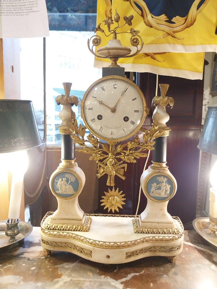 Lemoine Paris, Louis XVI-style Marble And Gilded Bronze Pendulum Clock, Late 18th Century-photo-2