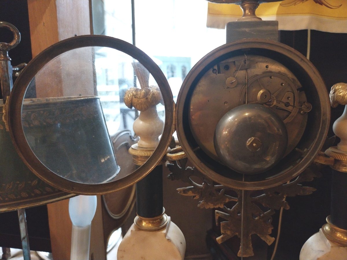 Lemoine Paris, Louis XVI-style Marble And Gilded Bronze Pendulum Clock, Late 18th Century-photo-3