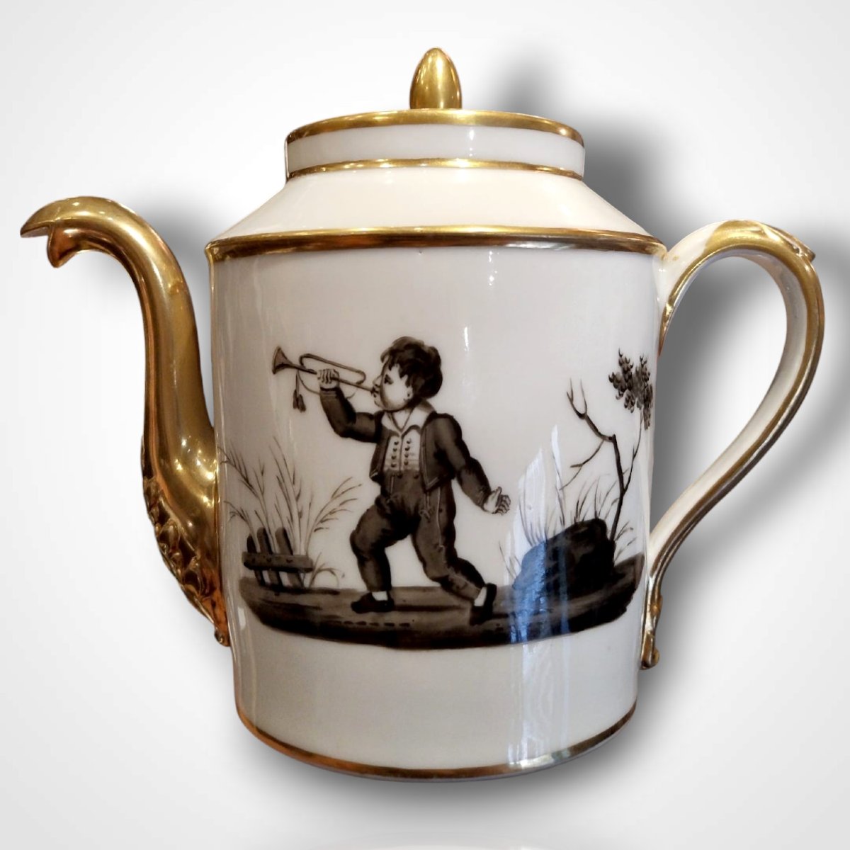 Parisian Porcelain Coffee Set, 19th Century-photo-3