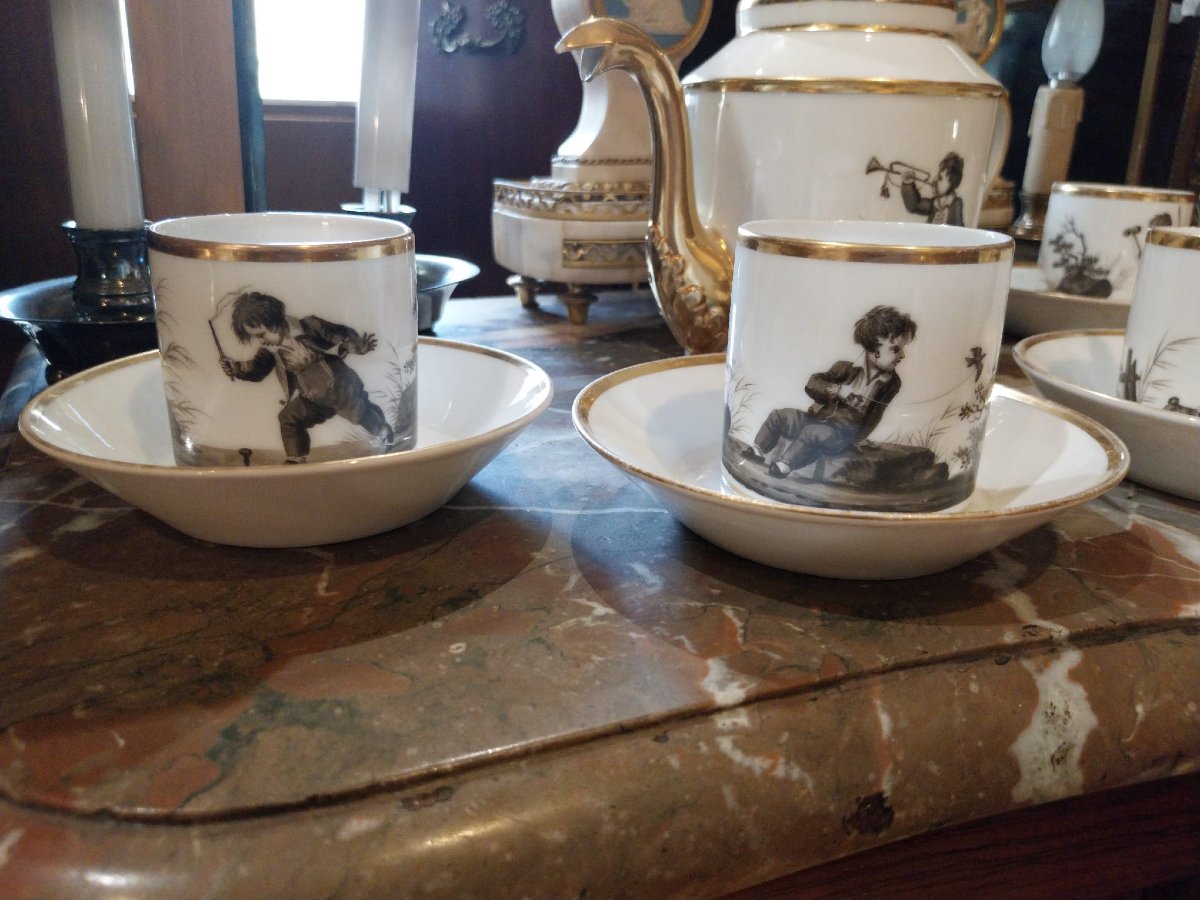 Parisian Porcelain Coffee Set, 19th Century-photo-6