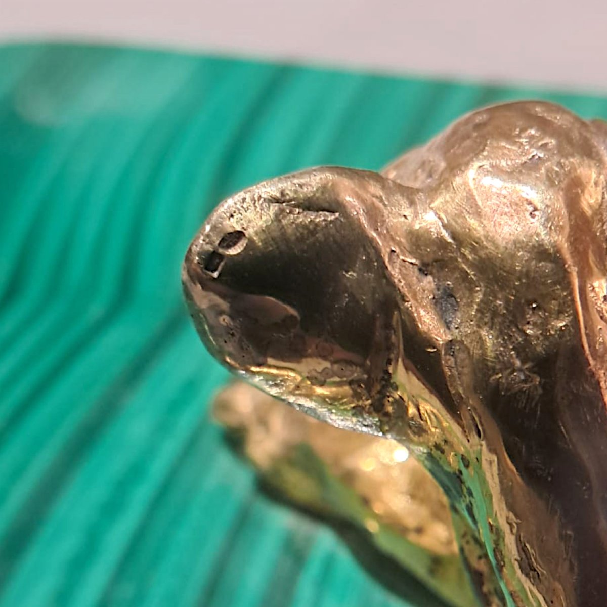 Lionceau en vermeil sur socle en malachite, XXe-photo-5