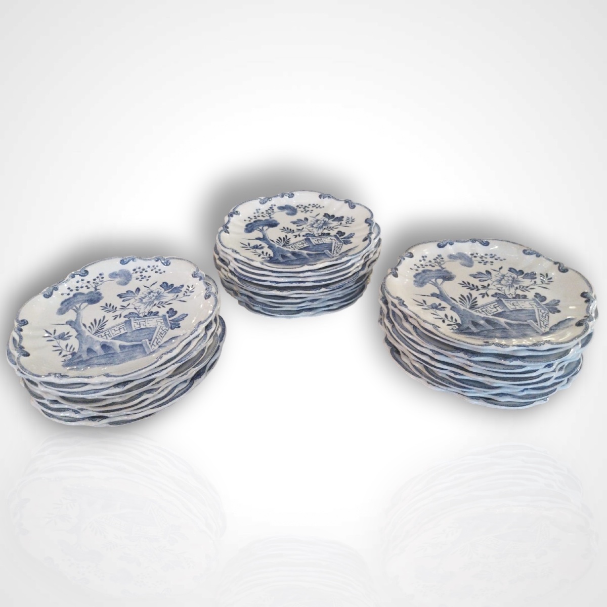 Creil And Montereau, Earthenware Set, Iron-glazed, “dutch” Style, 19th Century-photo-2