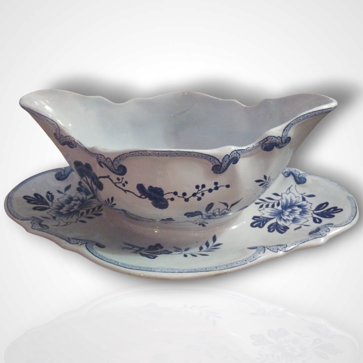 Creil And Montereau, Earthenware Set, Iron-glazed, “dutch” Style, 19th Century-photo-3