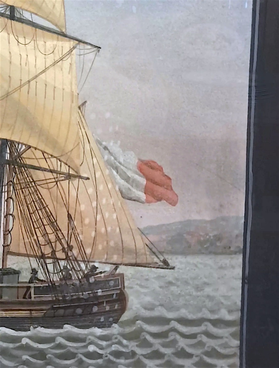 Gouache Depicting A Brig, 19th Century-photo-4