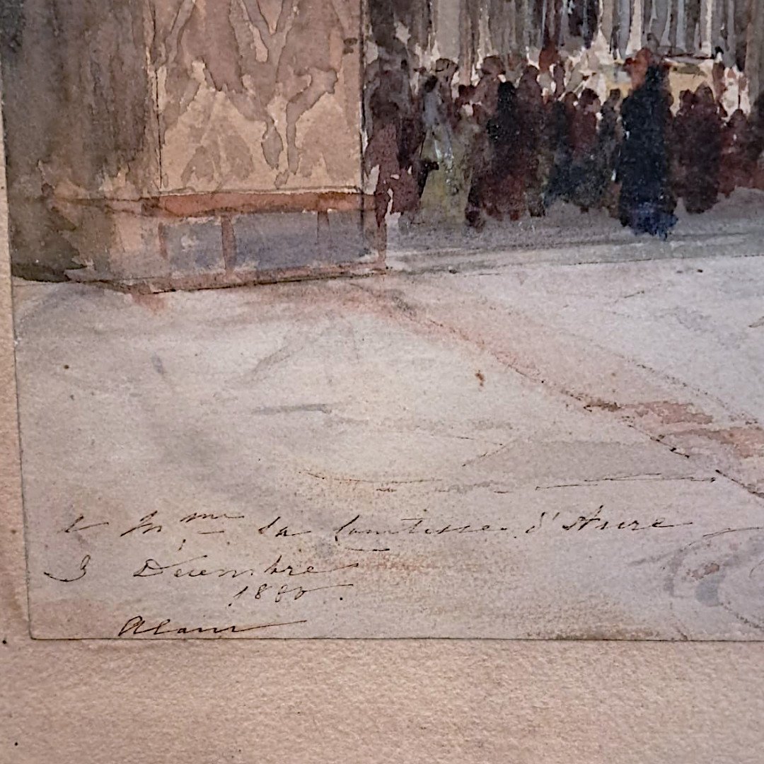 Eugène Lami, Interior Of St. Mark's Basilica In Venice, Watercolor On Paper, 1880-photo-1