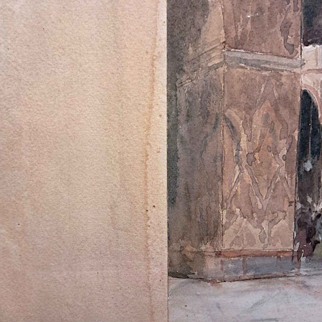Eugène Lami, Interior Of St. Mark's Basilica In Venice, Watercolor On Paper, 1880-photo-2
