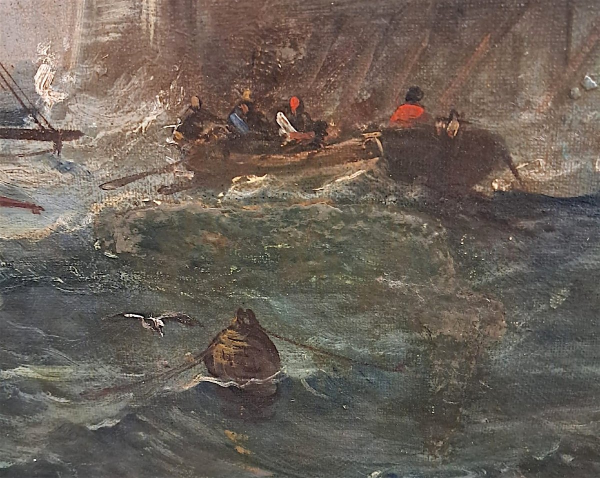Maurice Baudin, marine, huile sur toile, XIXe-photo-3