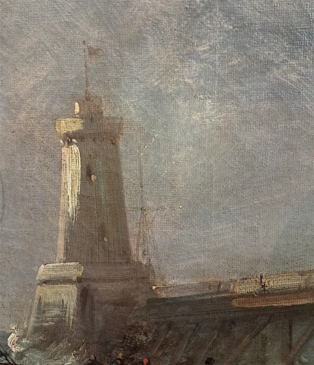 Maurice Baudin, marine, huile sur toile, XIXe-photo-1