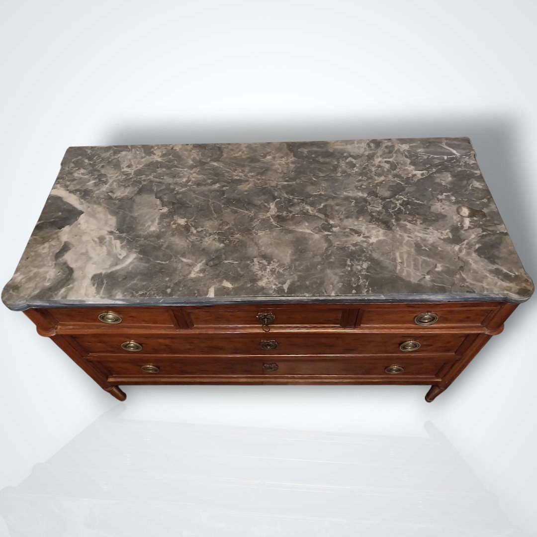 Commode en acajou moucheté d’époque Louis XVI, XVIIIe-photo-2