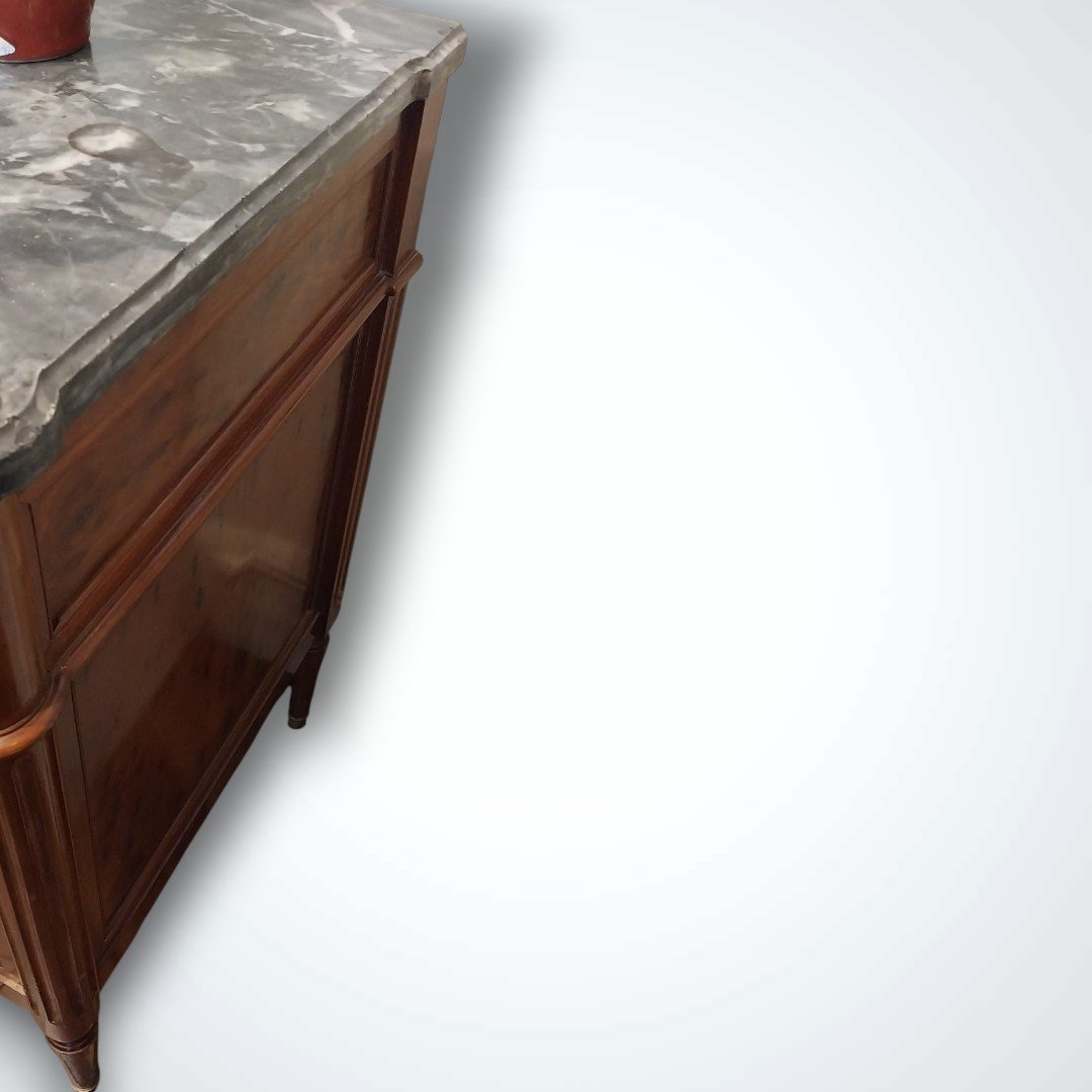 Commode en acajou moucheté d’époque Louis XVI, XVIIIe-photo-2