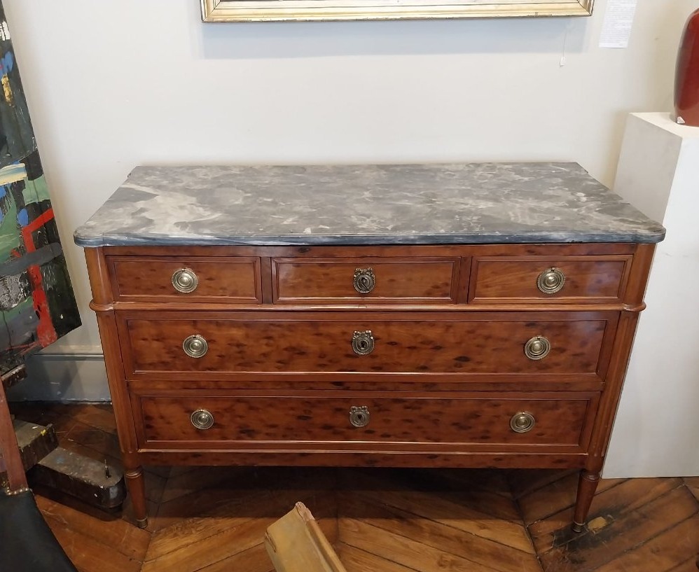 Commode en acajou moucheté d’époque Louis XVI, XVIIIe-photo-6