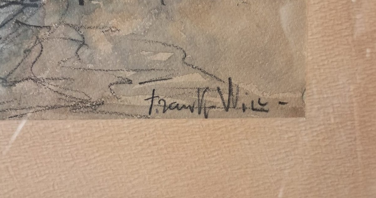 Frank-Will, vue d’un port, aquarelle, 1ère moitié du XXe-photo-3