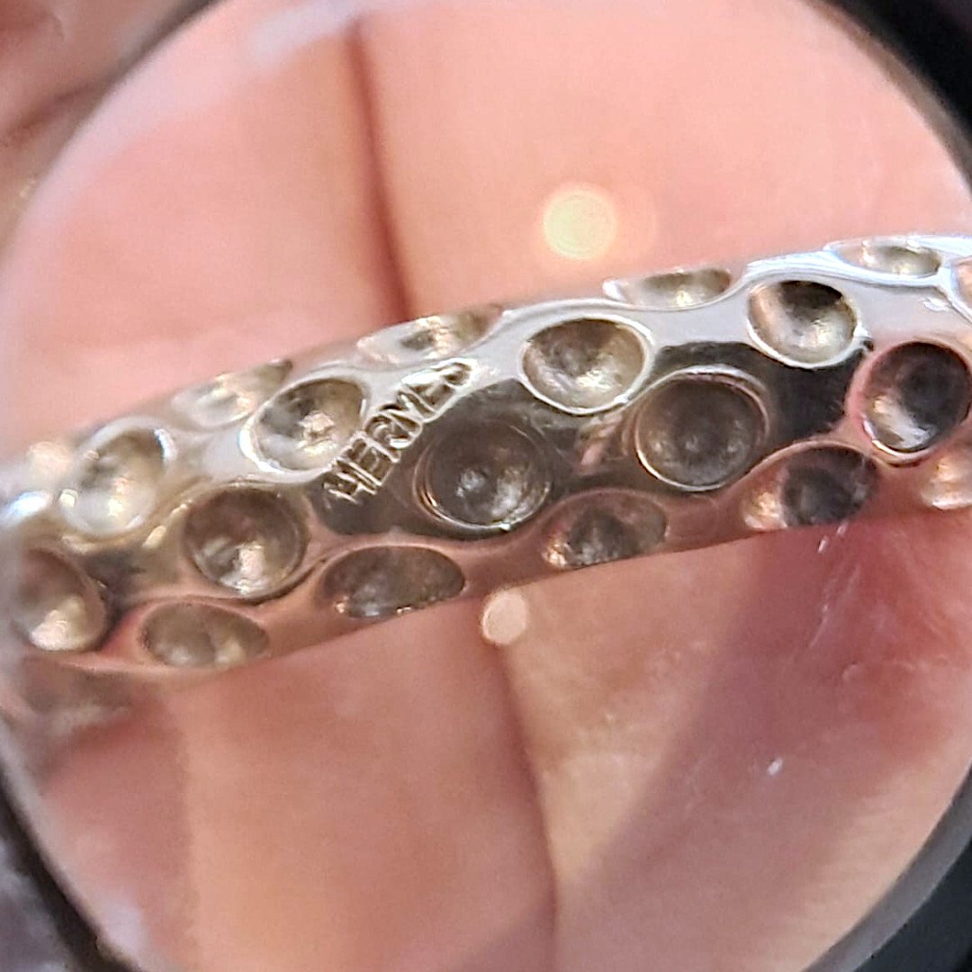 Hermès, Silver-plated Metal Scarf Ring, 20th Century-photo-1
