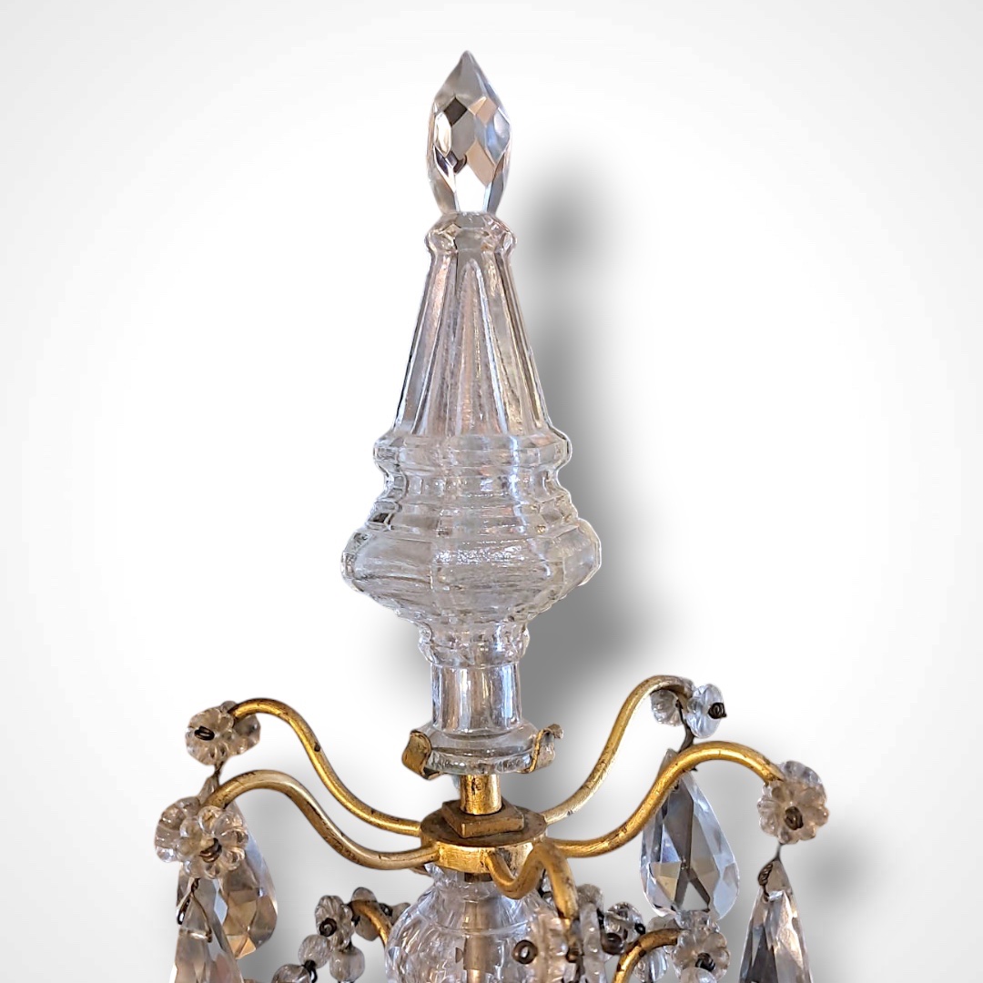 Paire de girandoles en bronze et cristal, XIXe-photo-3