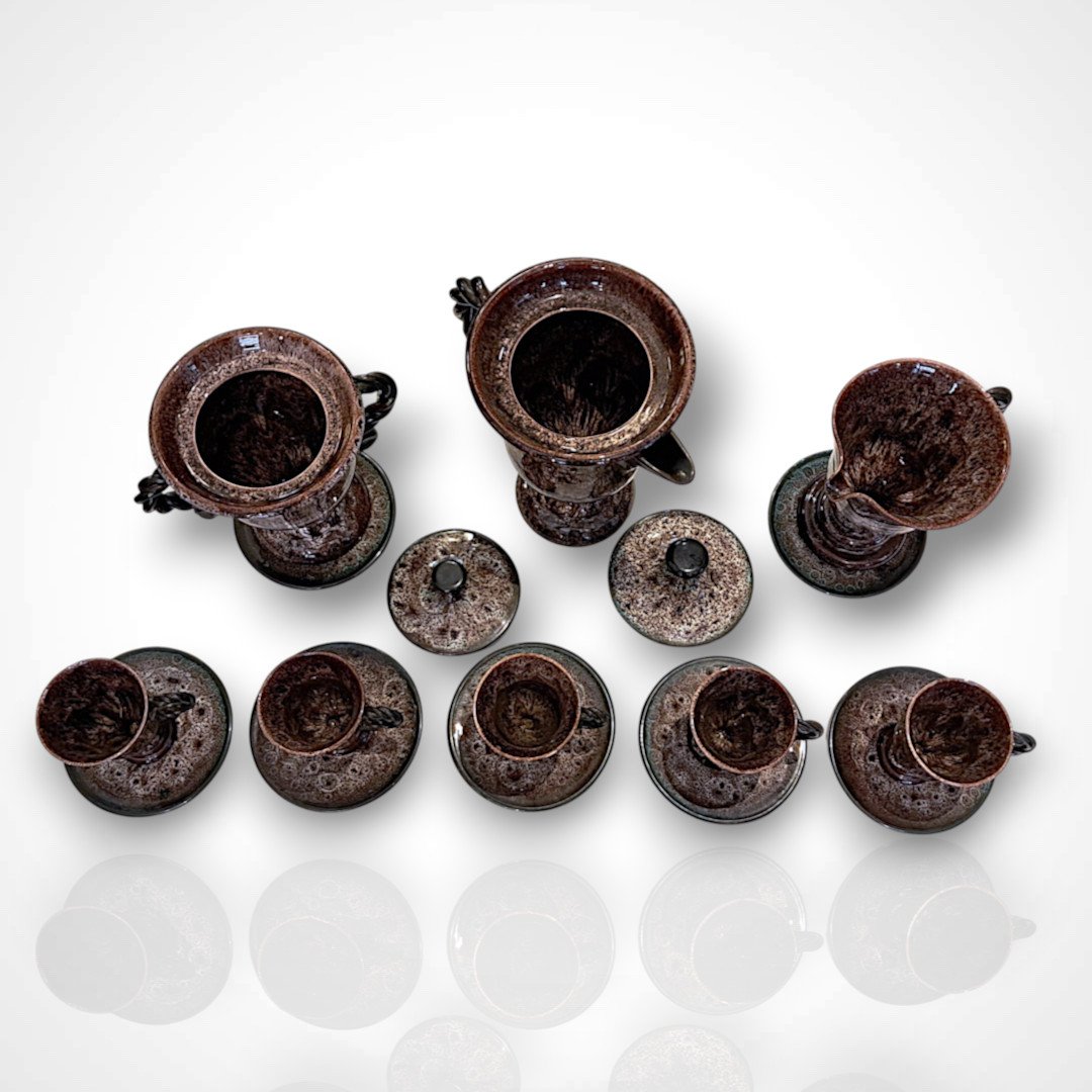 Marius Giuge, Ceramic Coffee Set From Vallauris, 20th Century-photo-3