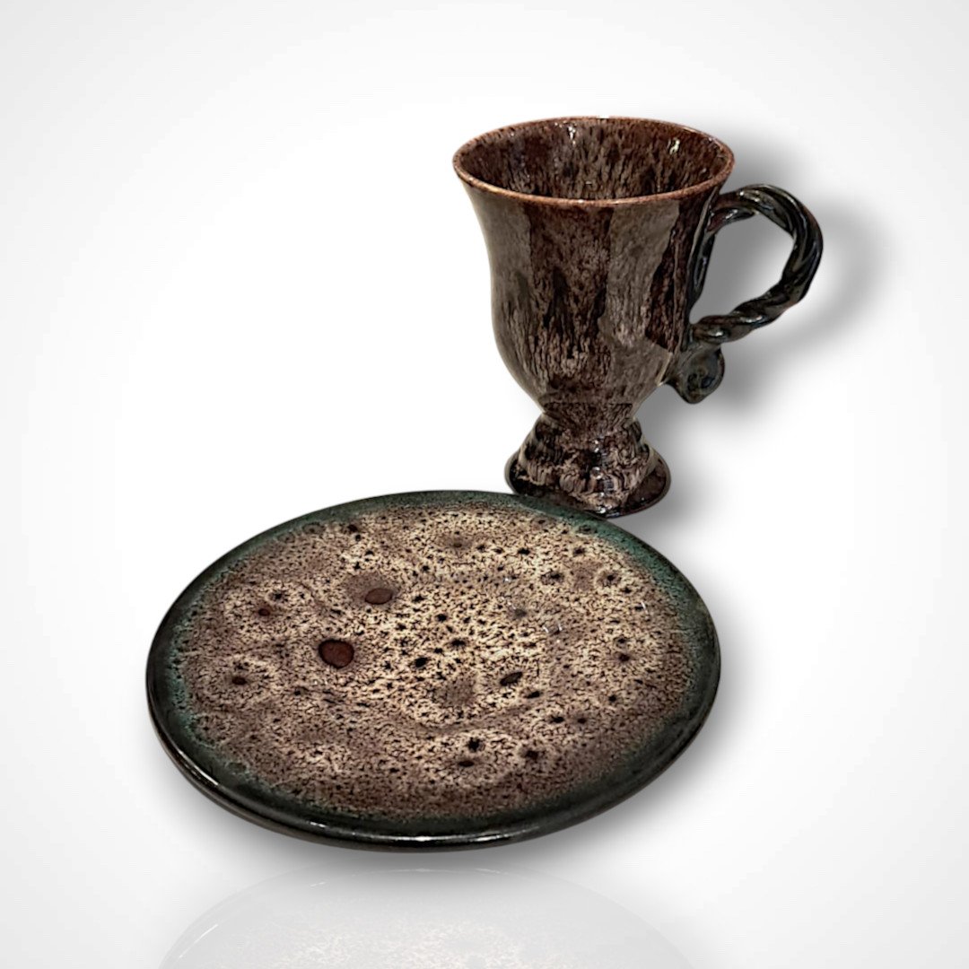 Marius Giuge, Ceramic Coffee Set From Vallauris, 20th Century-photo-3