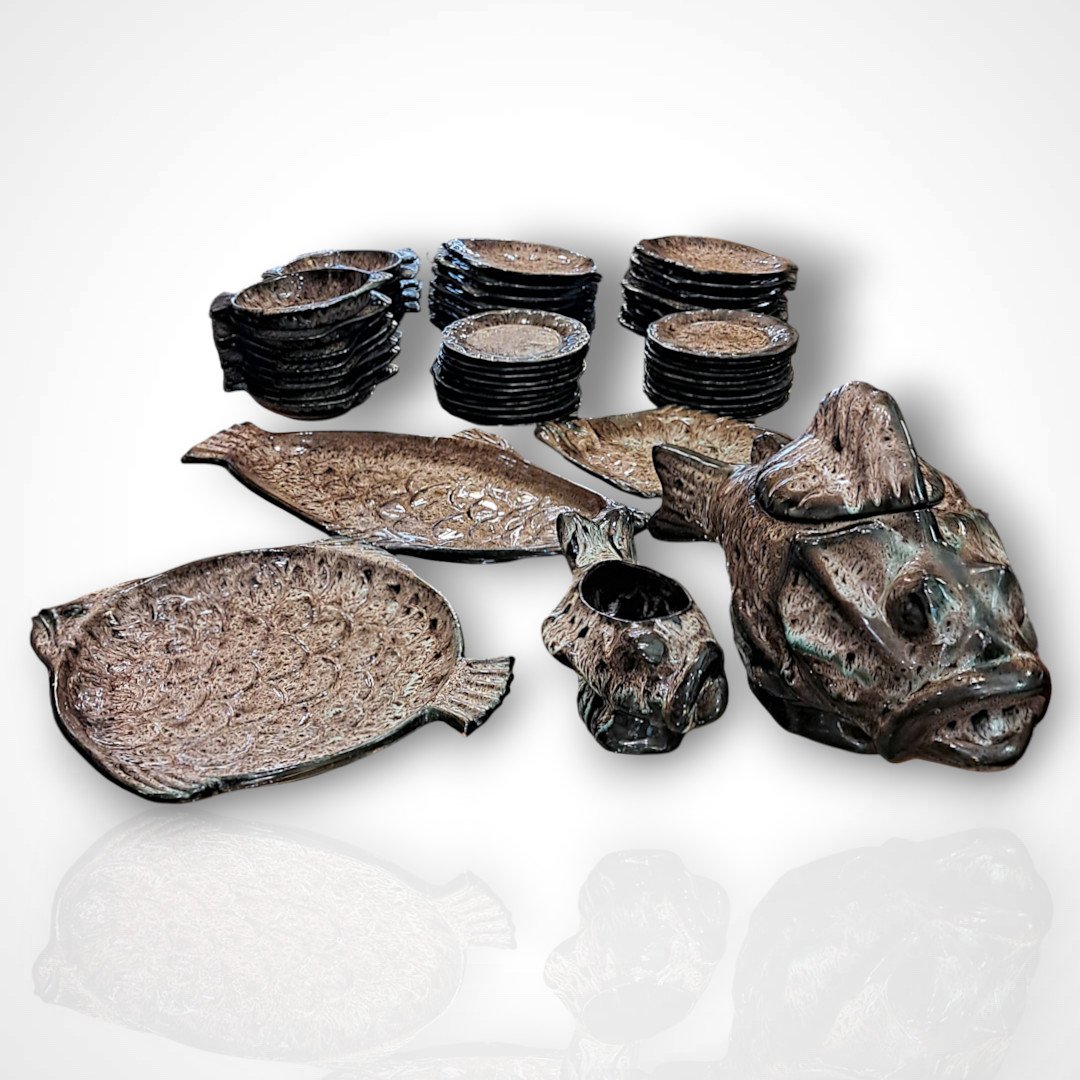 Marius Giuge, Ceramic Bouillabaisse Set From Vallauris, 20th Century