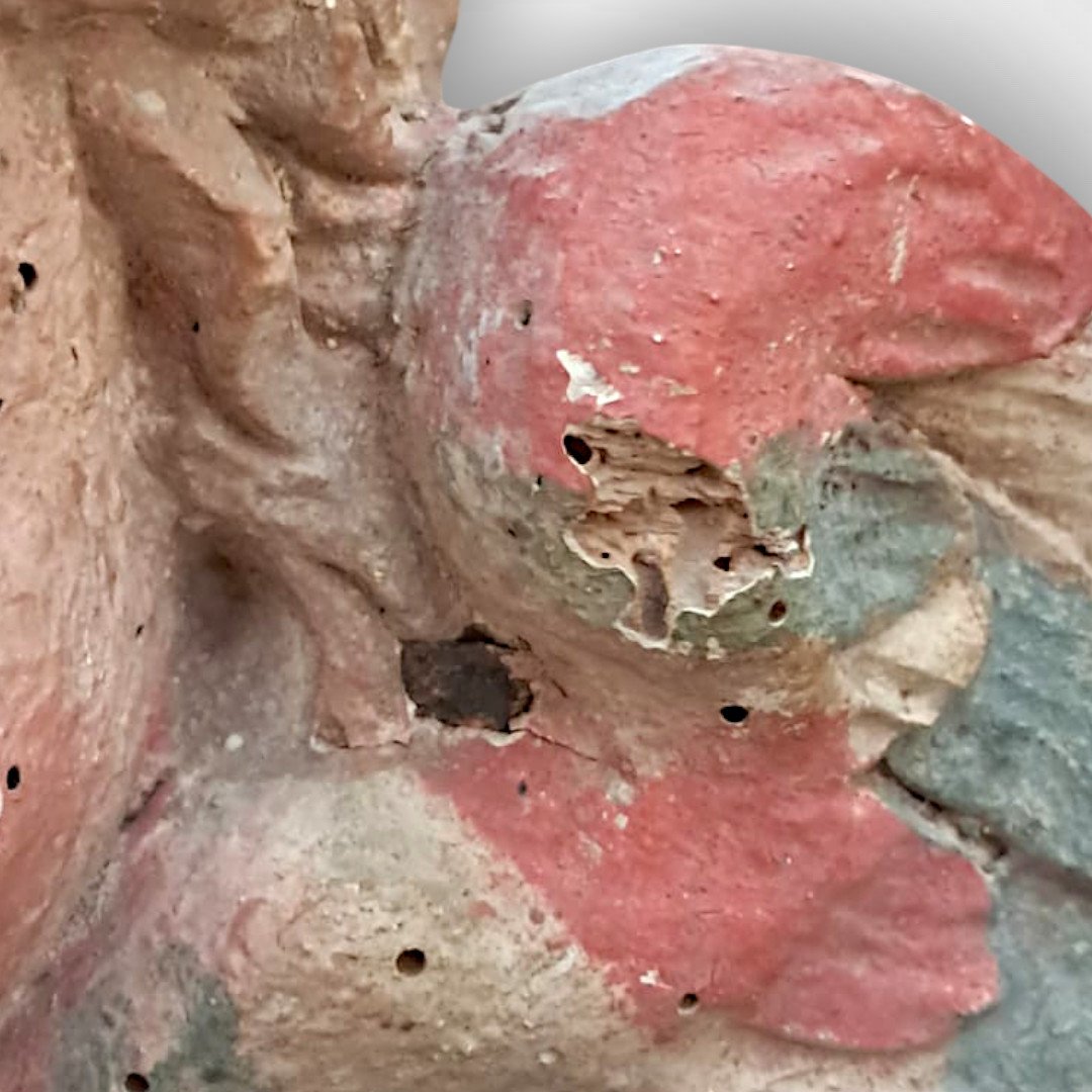 Wooden Cherub Head, 18th Century-photo-2