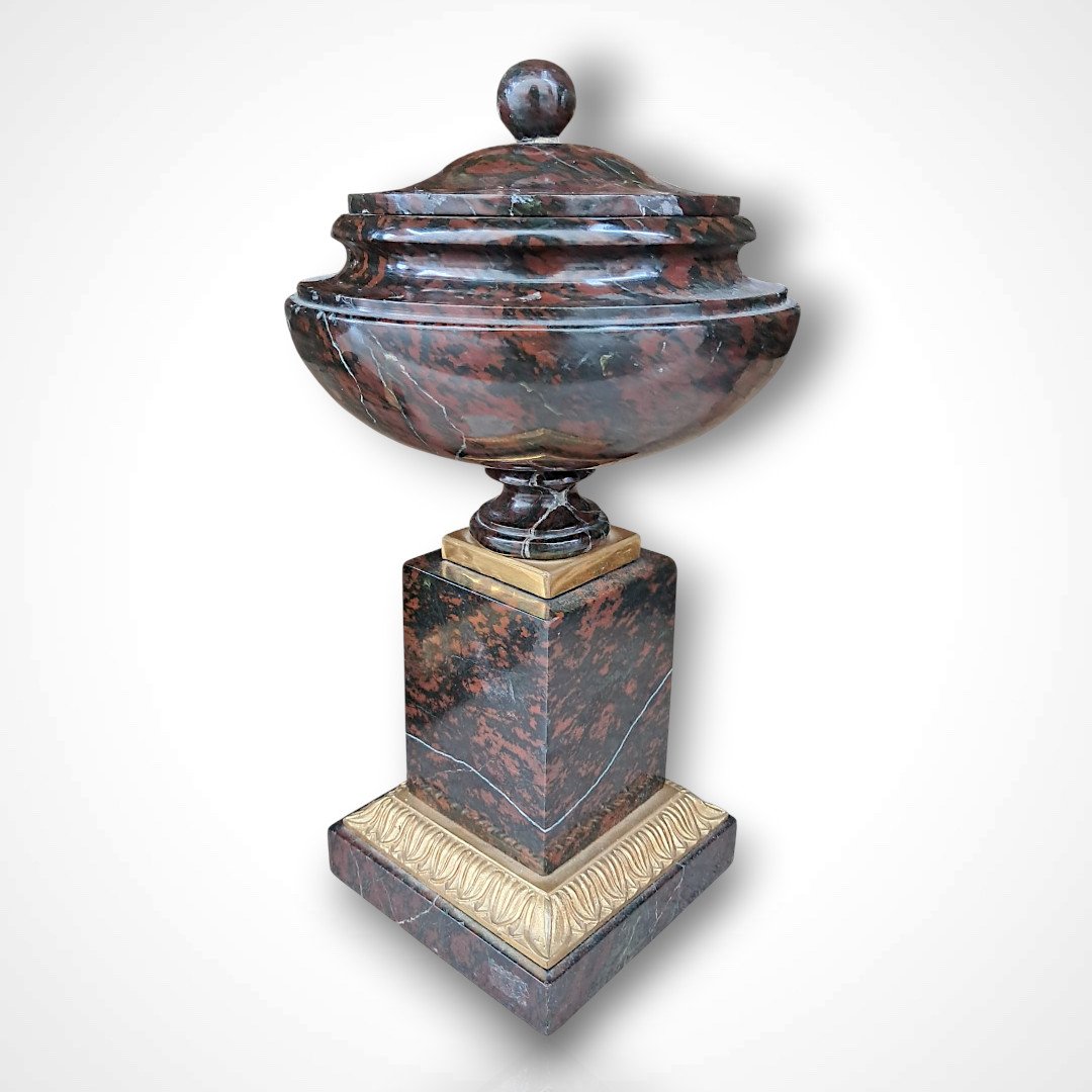 Pair Of Marble And Bronze Casserole Dishes, 19th Century-photo-4