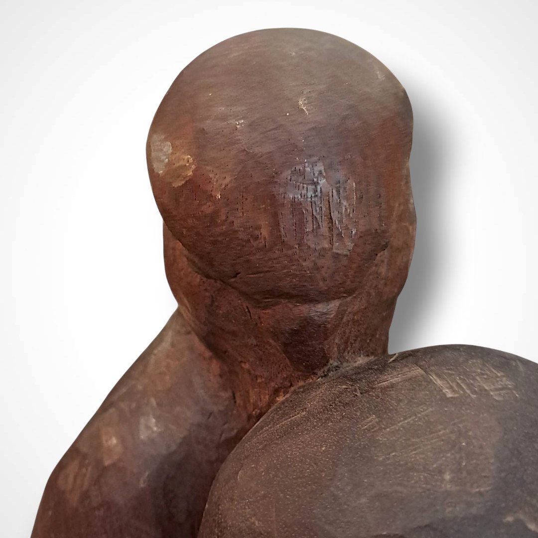 Art Deco Wooden Sculpture, 20th Century-photo-3