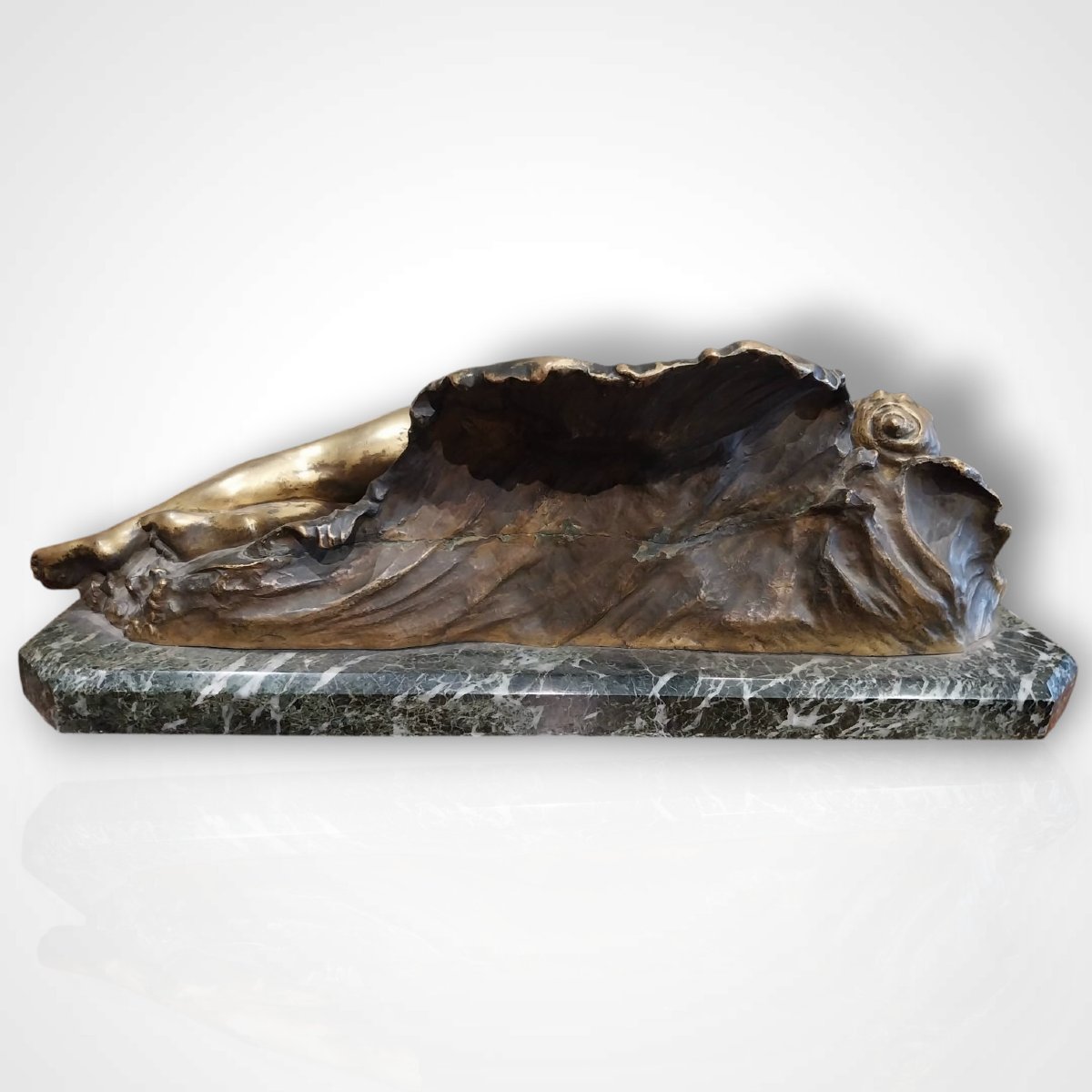 Paul-louis Loiseau-rousseau (1861–1927), Bronze Sculpture, Reclining Nude Woman, 20th Century-photo-3