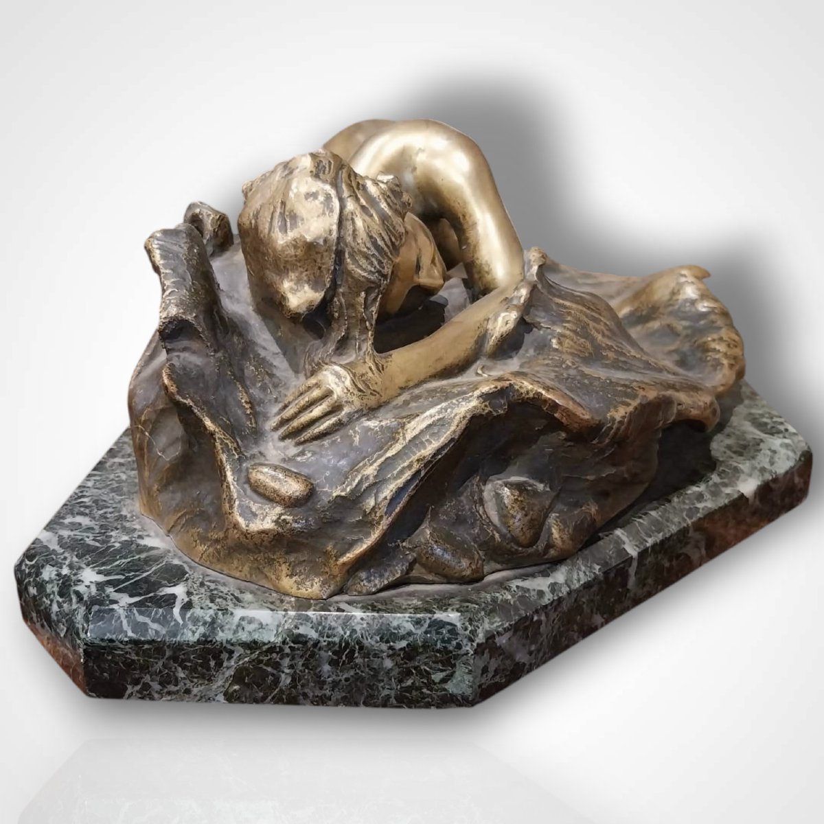 Paul-louis Loiseau-rousseau (1861–1927), Bronze Sculpture, Reclining Nude Woman, 20th Century-photo-4