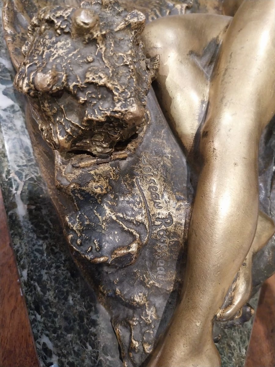Paul-louis Loiseau-rousseau (1861–1927), Bronze Sculpture, Reclining Nude Woman, 20th Century-photo-3