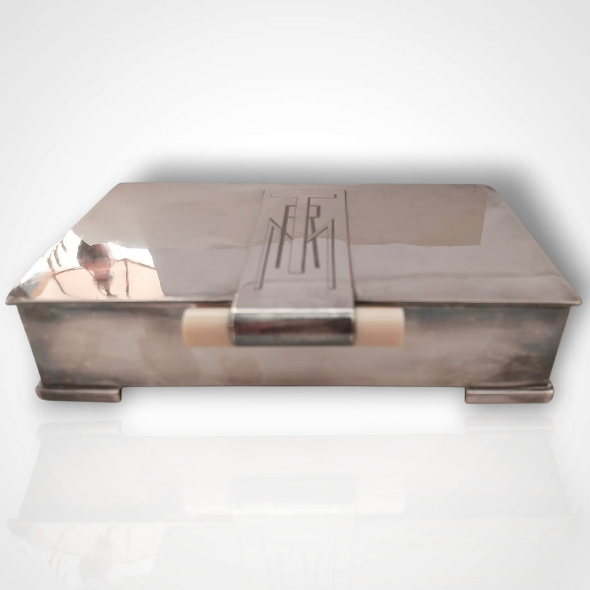 Art Deco-era Silver-plated Metal Jewelry Box, 20th Century-photo-2
