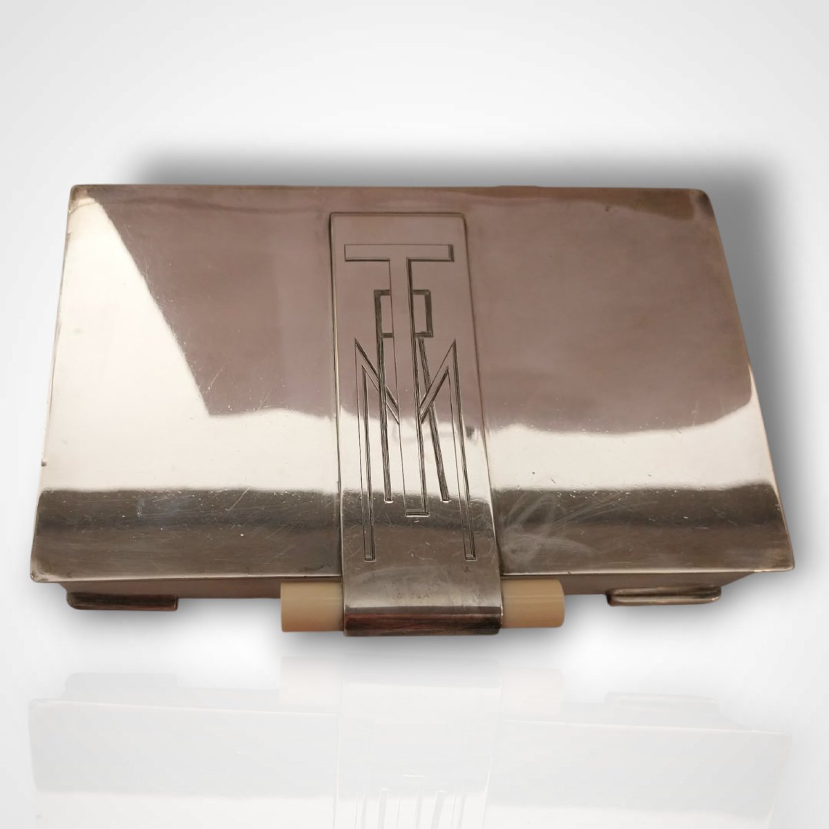 Art Deco-era Silver-plated Metal Jewelry Box, 20th Century-photo-4