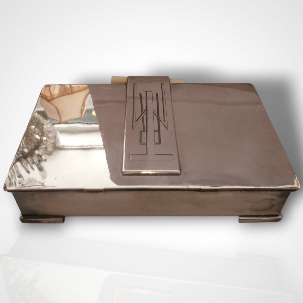 Art Deco-era Silver-plated Metal Jewelry Box, 20th Century-photo-3