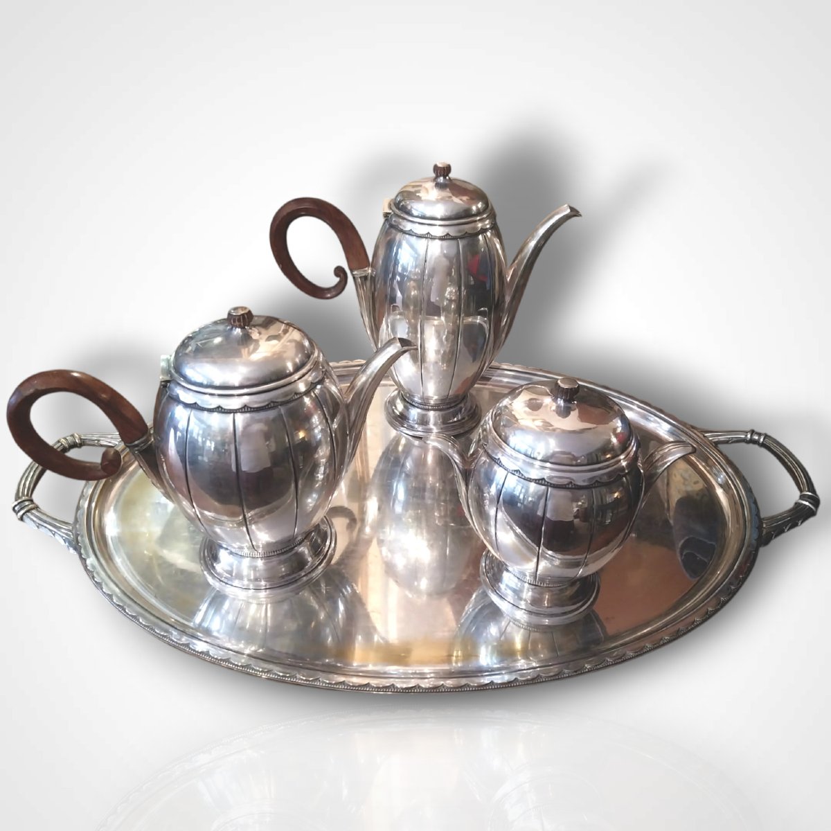 Pomone, Silver-plated Metal Tea And Coffee Set, Art Deco, 20th Century