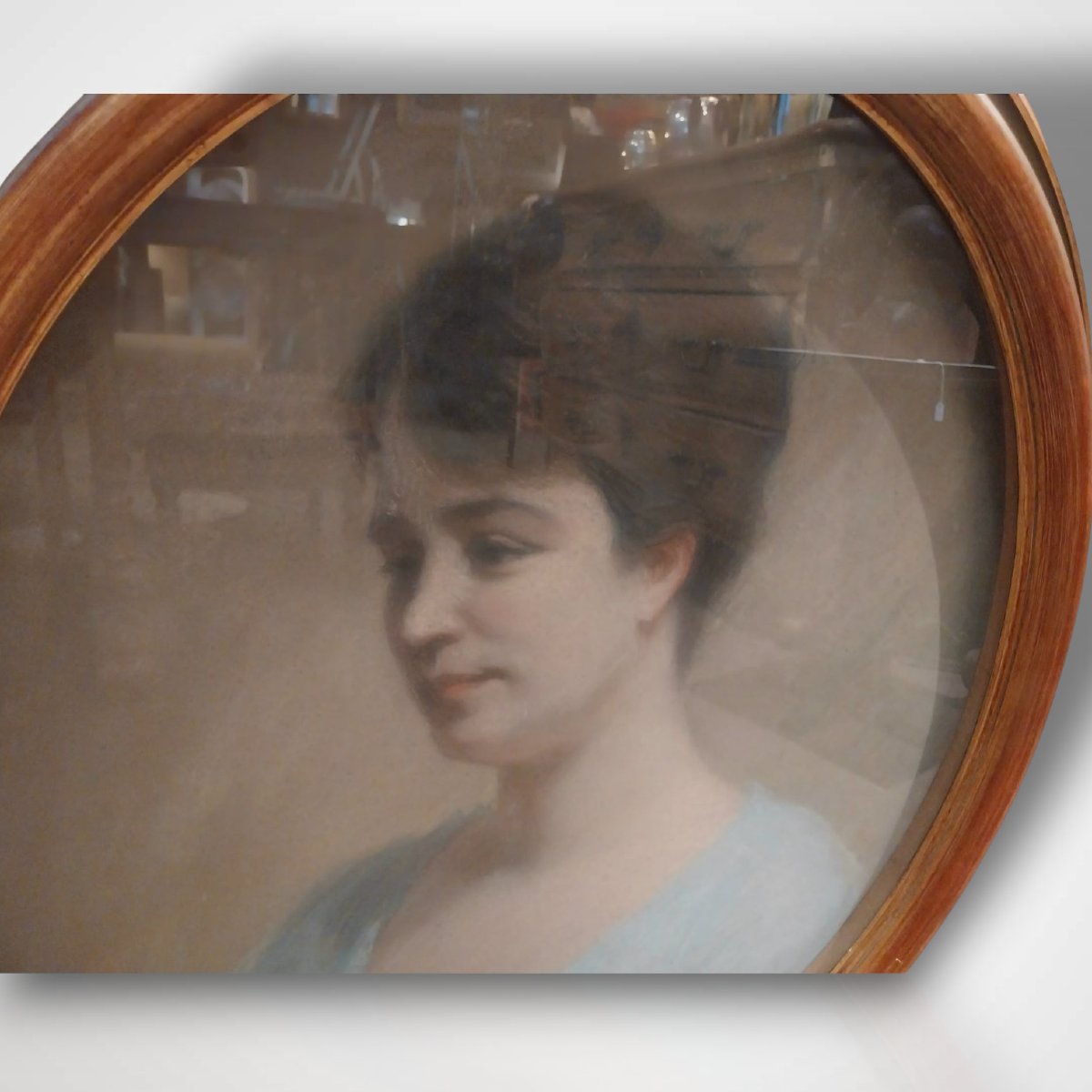 Portrait Of A Woman, Pastel, 20th Century-photo-3