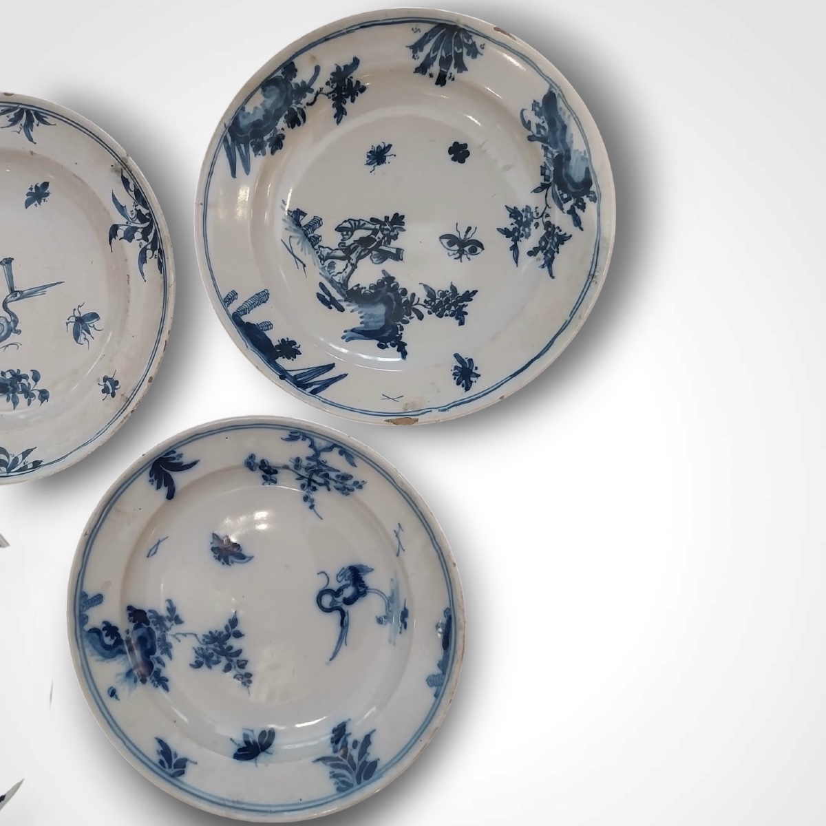 Manufacture Leroy, Set Of 5 Marseille Earthenware Plates, 18th Century.-photo-3