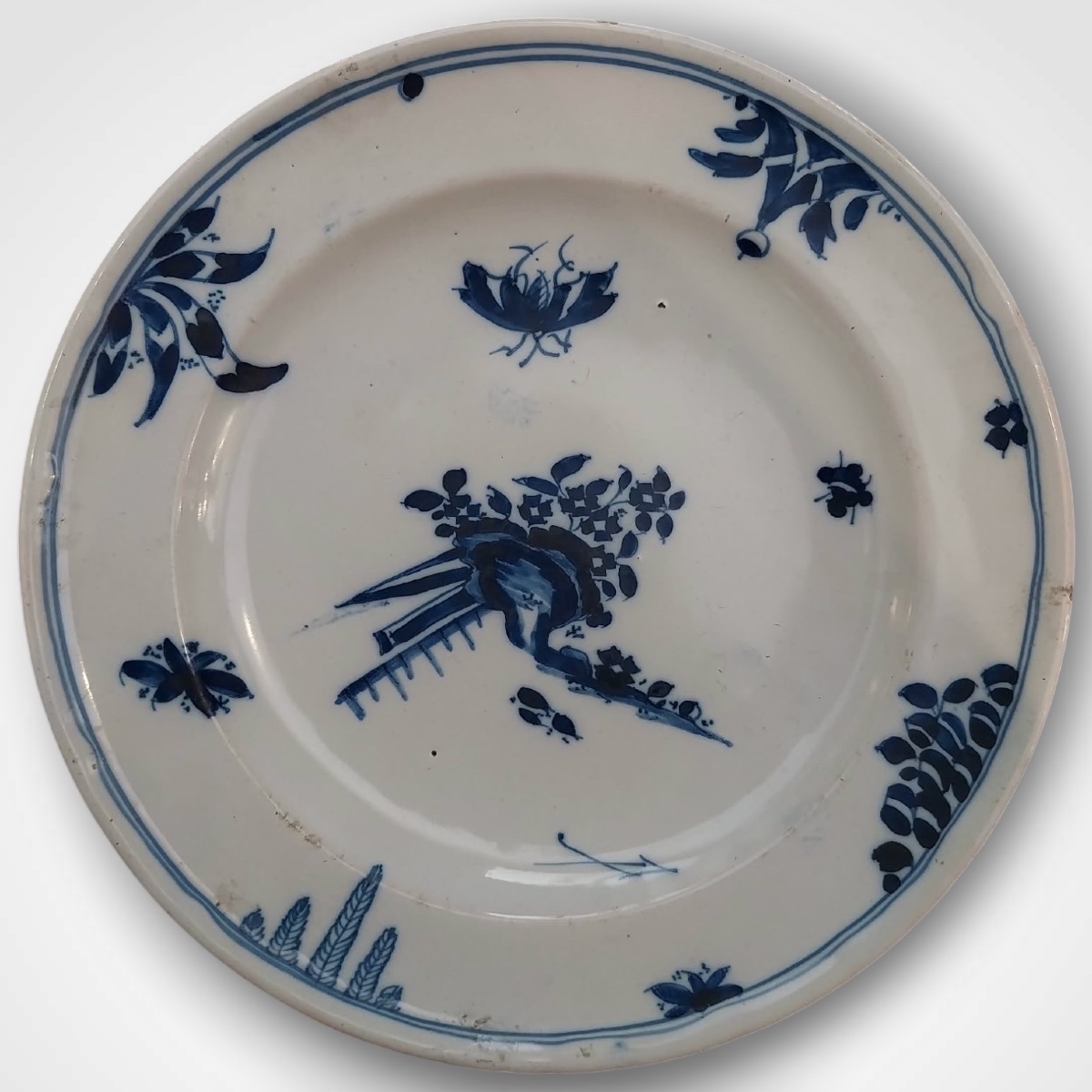 Manufacture Leroy, Set Of 5 Marseille Earthenware Plates, 18th Century.-photo-4