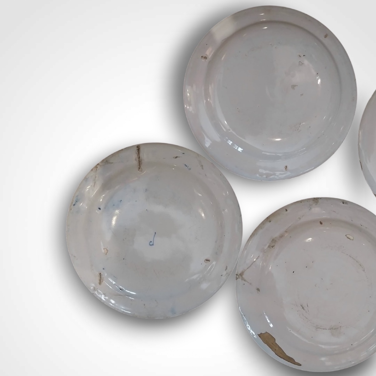 Manufacture Leroy, Set Of 5 Marseille Earthenware Plates, 18th Century.-photo-6