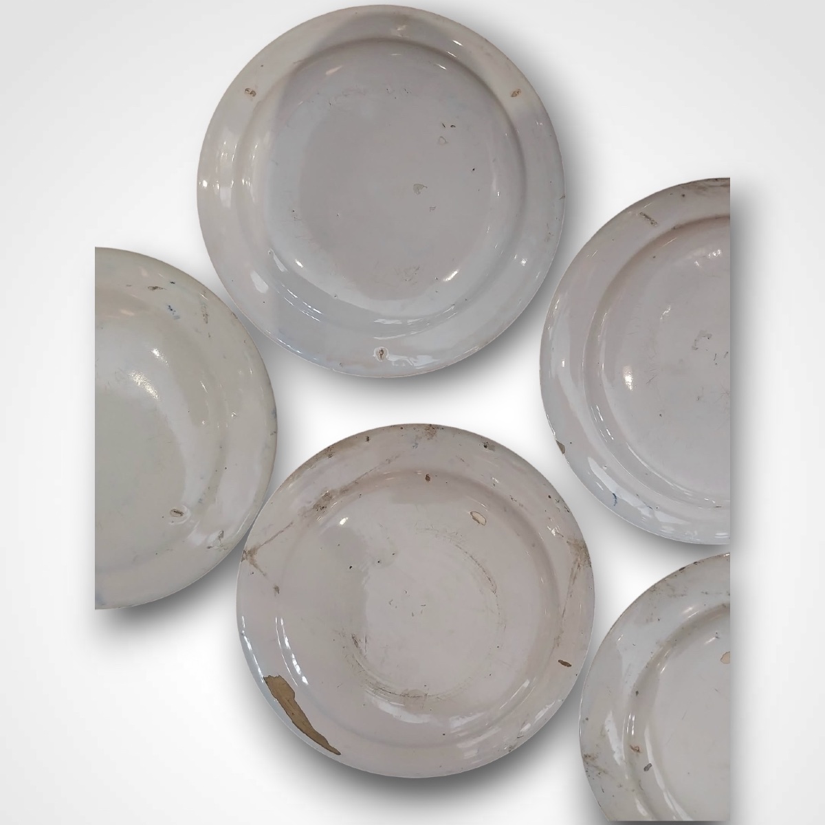 Manufacture Leroy, Set Of 5 Marseille Earthenware Plates, 18th Century.-photo-7