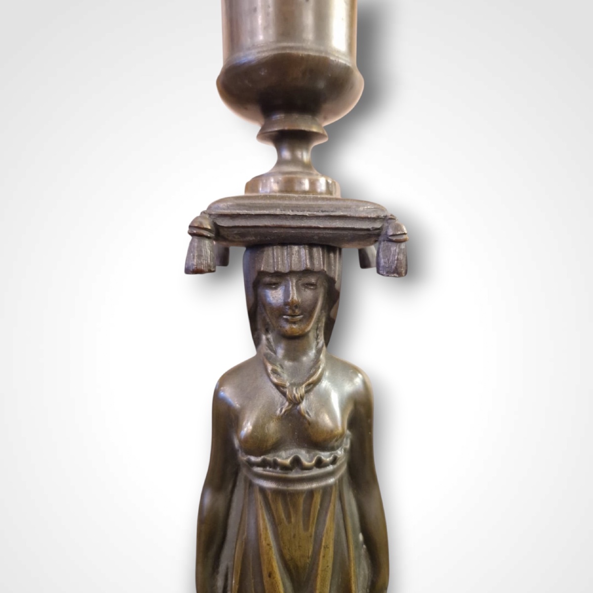 Pair Of Candlesticks "caryatides", 19th Century-photo-3