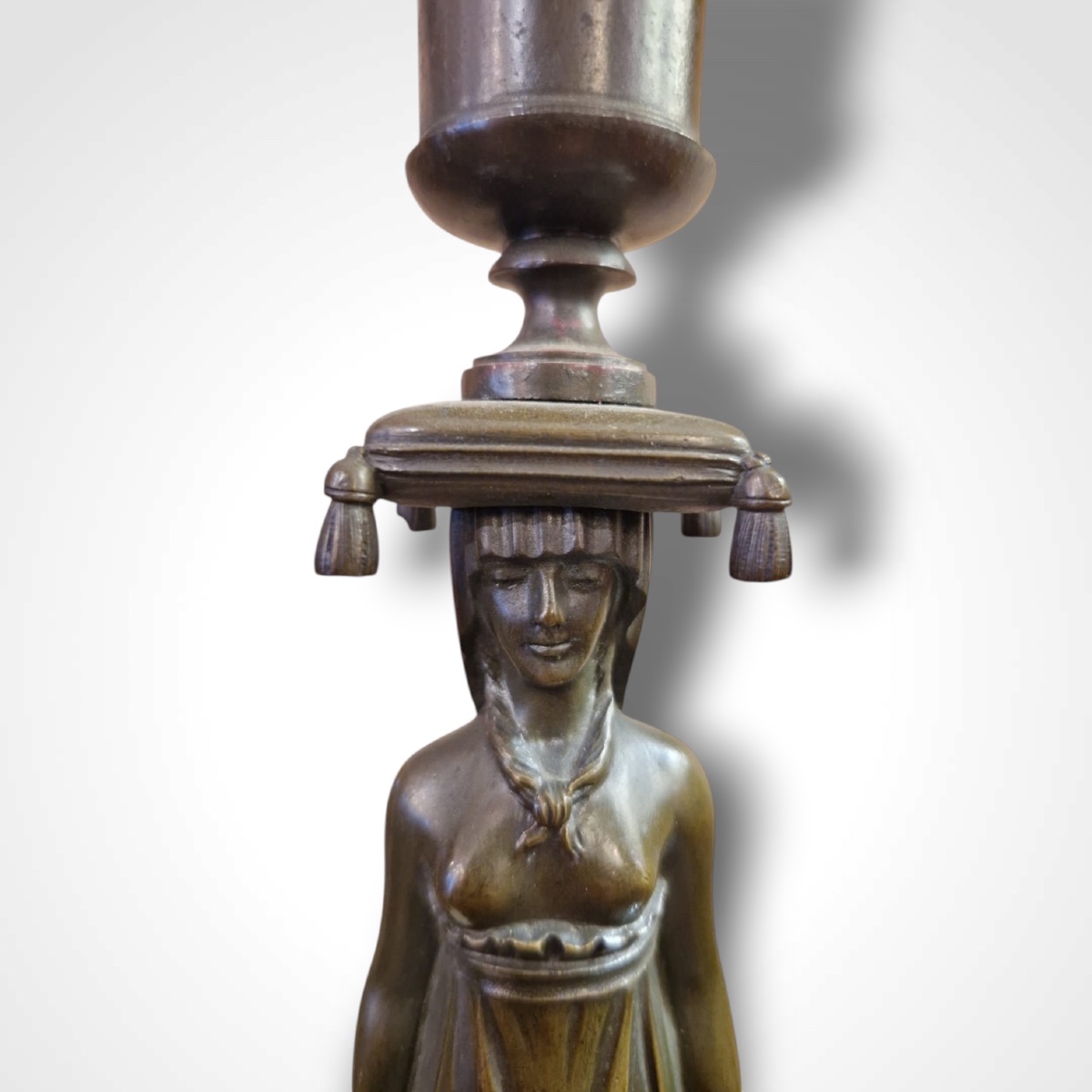 Pair Of Candlesticks "caryatides", 19th Century-photo-4
