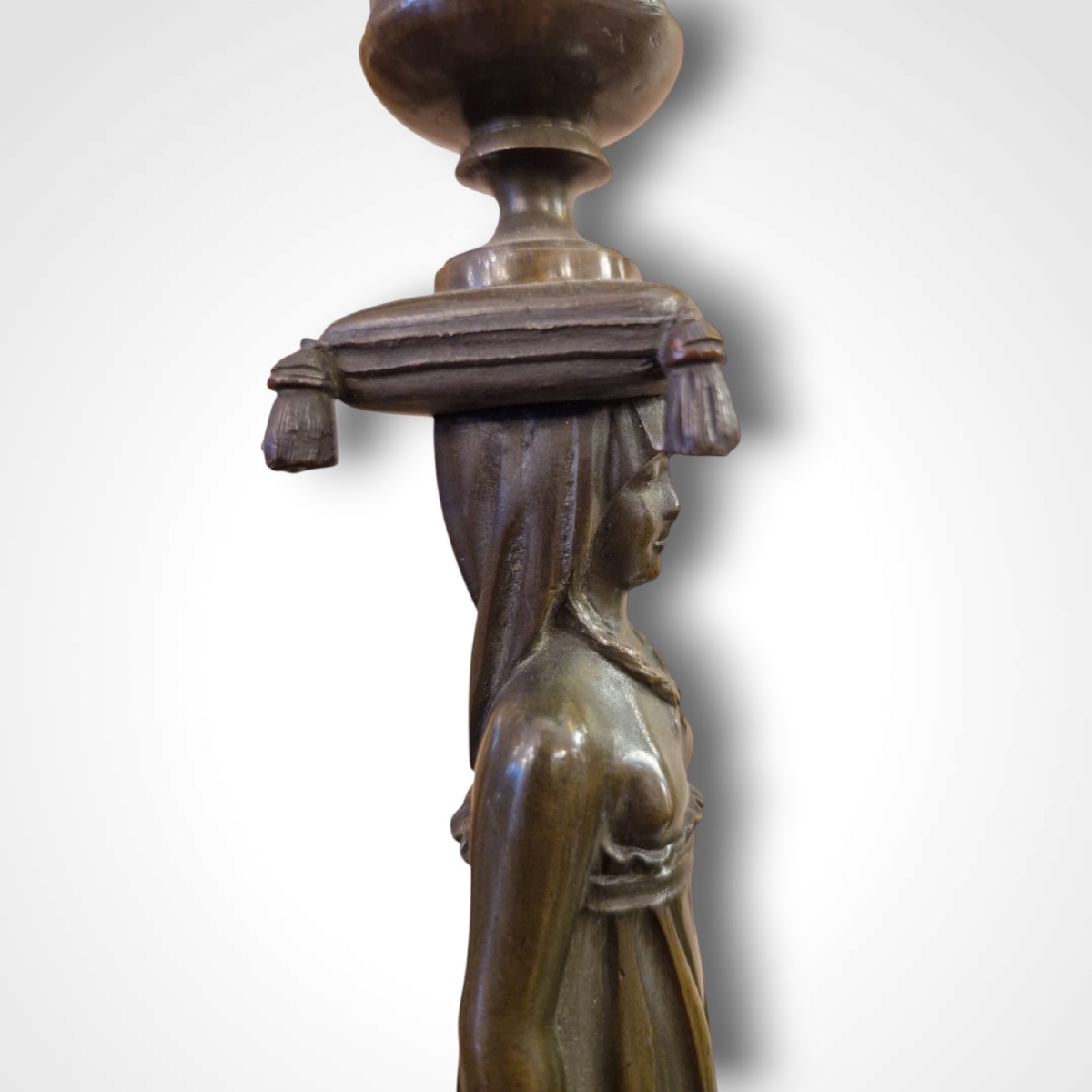 Pair Of Candlesticks "caryatides", 19th Century-photo-3