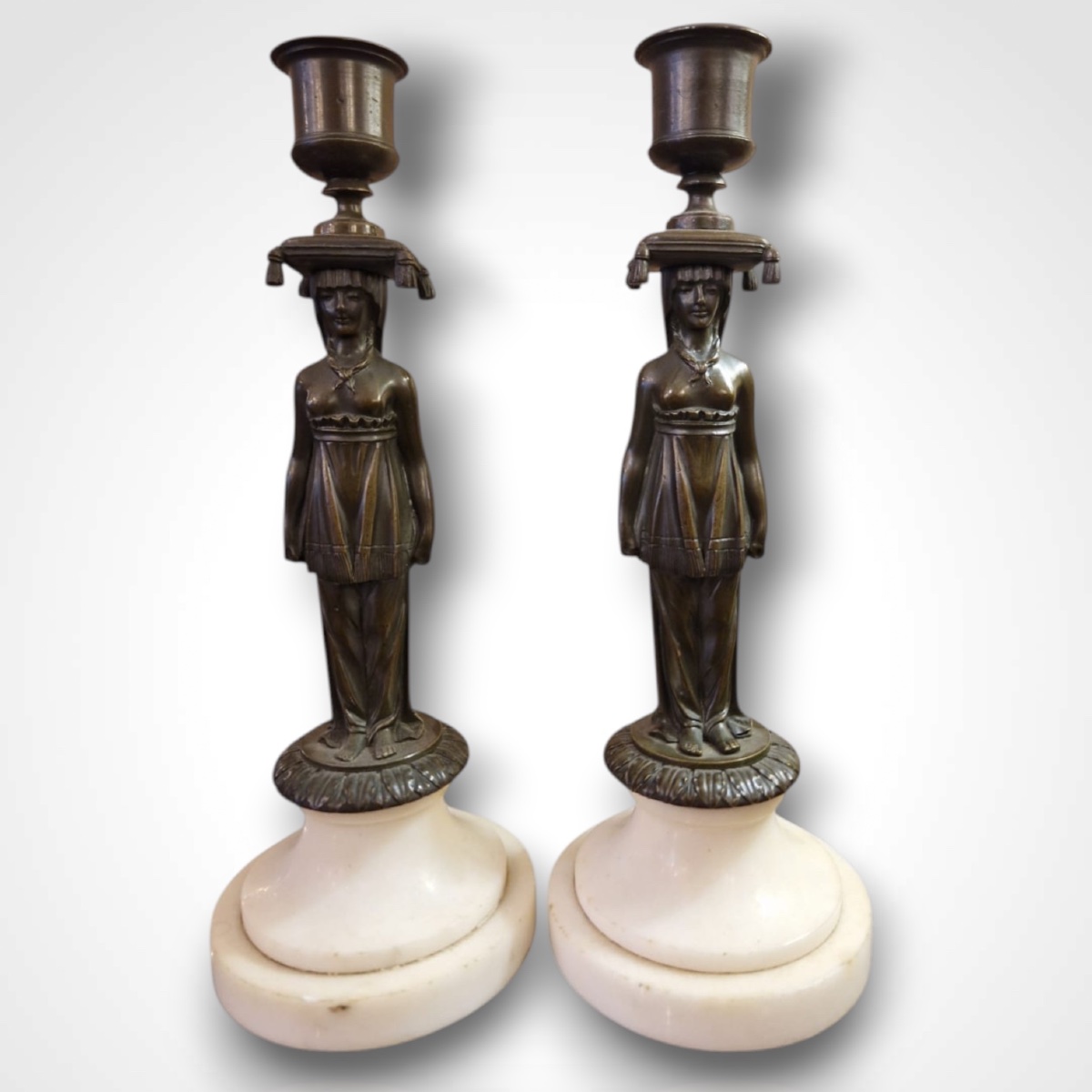 Pair Of Candlesticks "caryatides", 19th Century