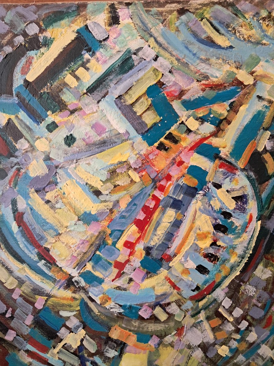 Raymond Trameau, Abstract Composition, Oil On Canvas, 20th Century-photo-4