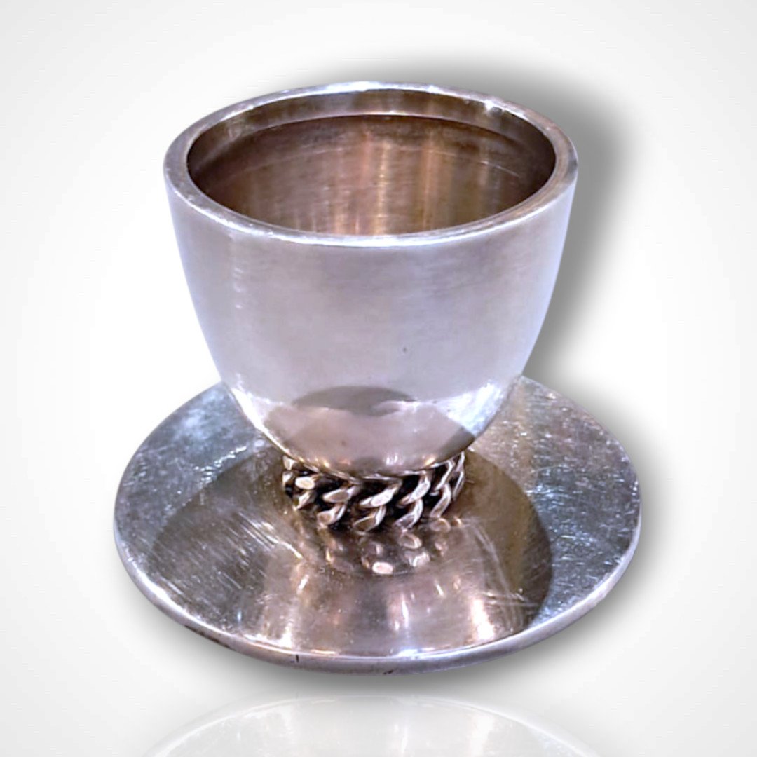 Jean Després, Silver-plated Metal Egg Cup, 20th Century-photo-2